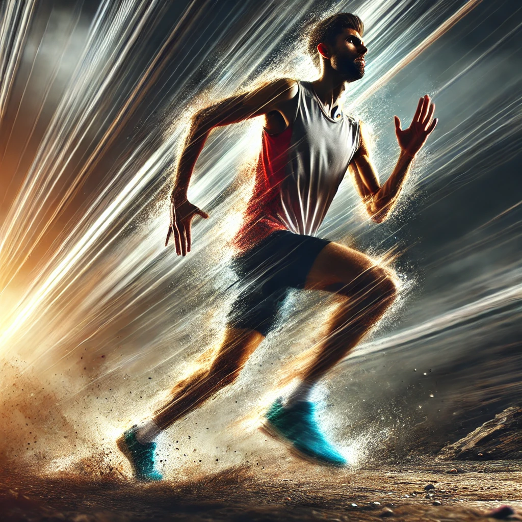 DALL·E-2024-10-15-17.12.42-Create-an-image-of-a-marathon-runner-mid-stride-running-through-a-challenging-terrain.-The-runner-is-focused-with-intense-motion-effects-showcasing-